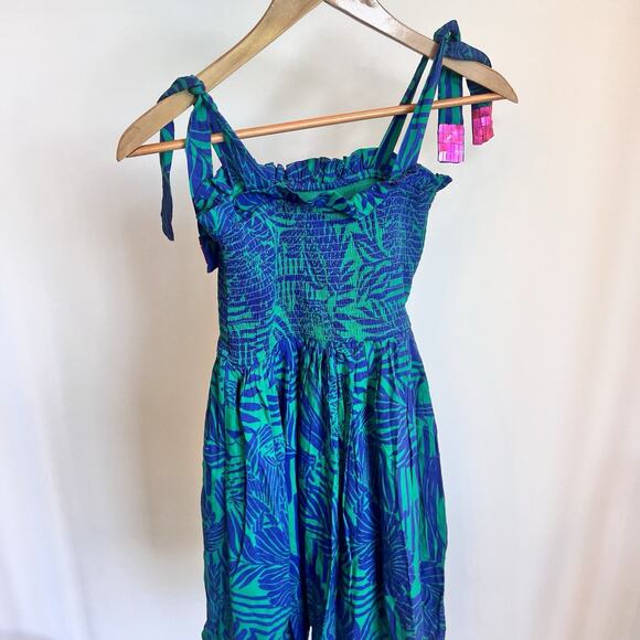 Briton Court Hawaiian Smocked Dress Girls Sz 8 Floral Hula Blue Print Hawaii - Picture 5 of 6